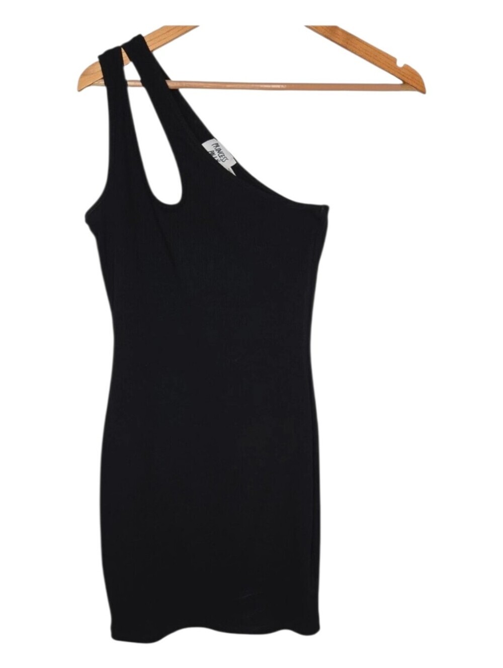 Princess Polly Womens Black One Shoulder Bodycon Club Ribbed Tiller Mini Dress 2 - Picture 2 of 5
